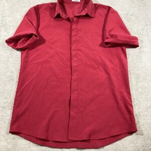 Coofandy Button Shirt Suede Classy Mens‎ Size Small Burgundy Linen